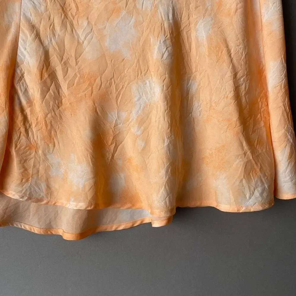 Free People sz 10 orange white mini flareBoho hippie skirt‎